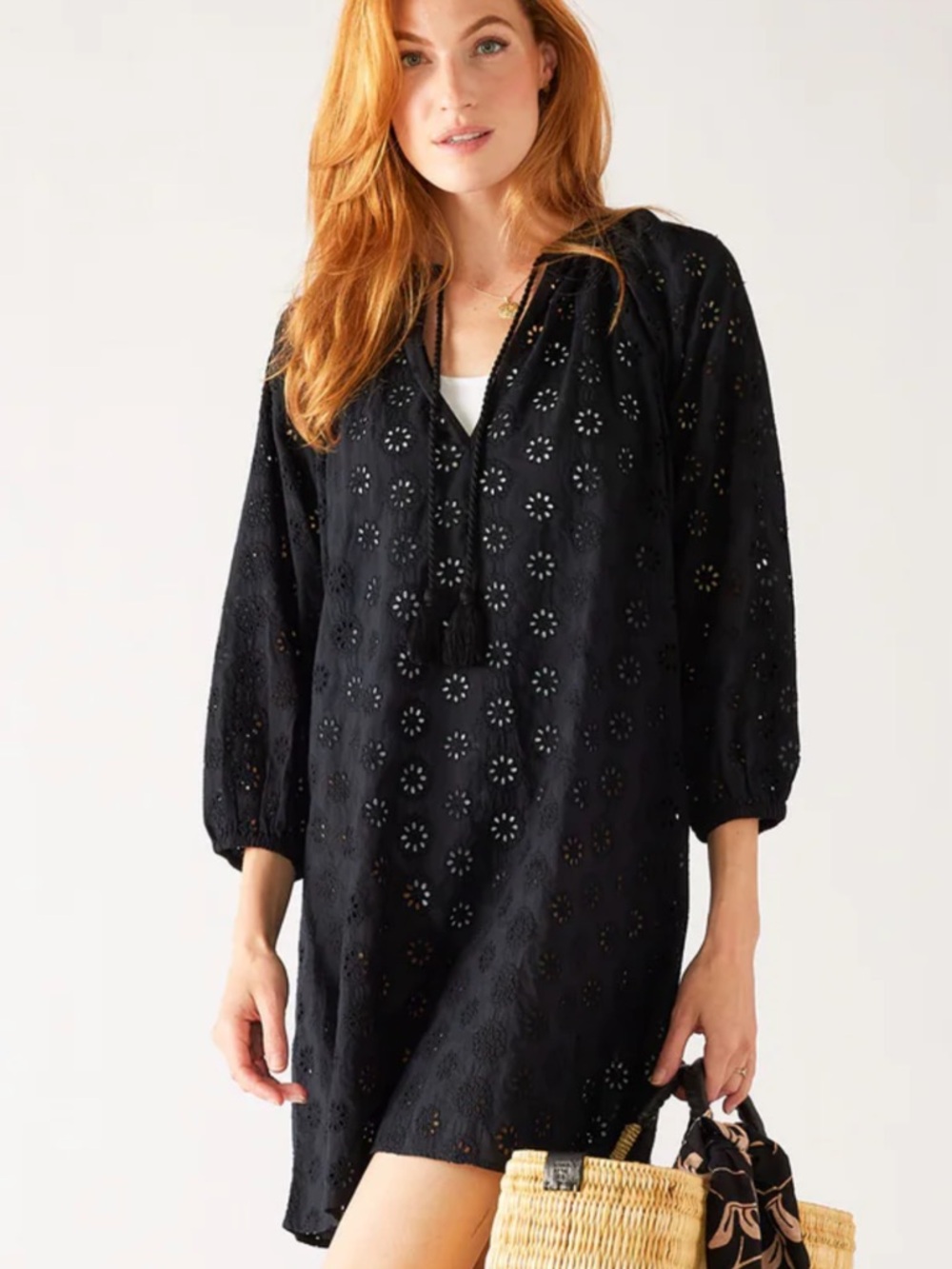 Navy Eyelet Tassel Tunic - NEW